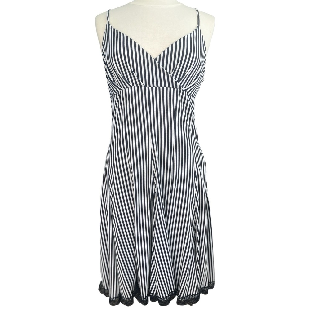 Vtg 90s Vasna Desire Babydoll Breton Stripe Sun Dress L Coquette Coastal Goth